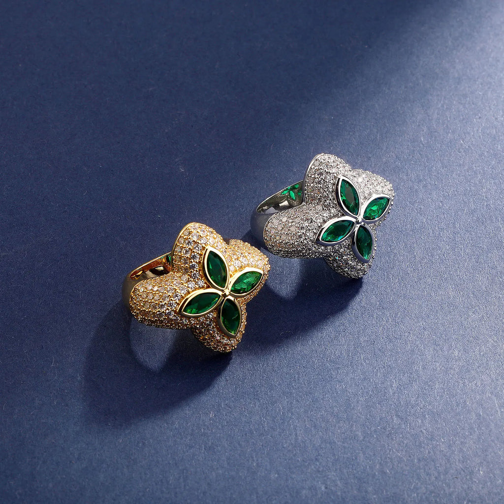 Fleur Clover Cubic Zirconia Ring — clover design product view