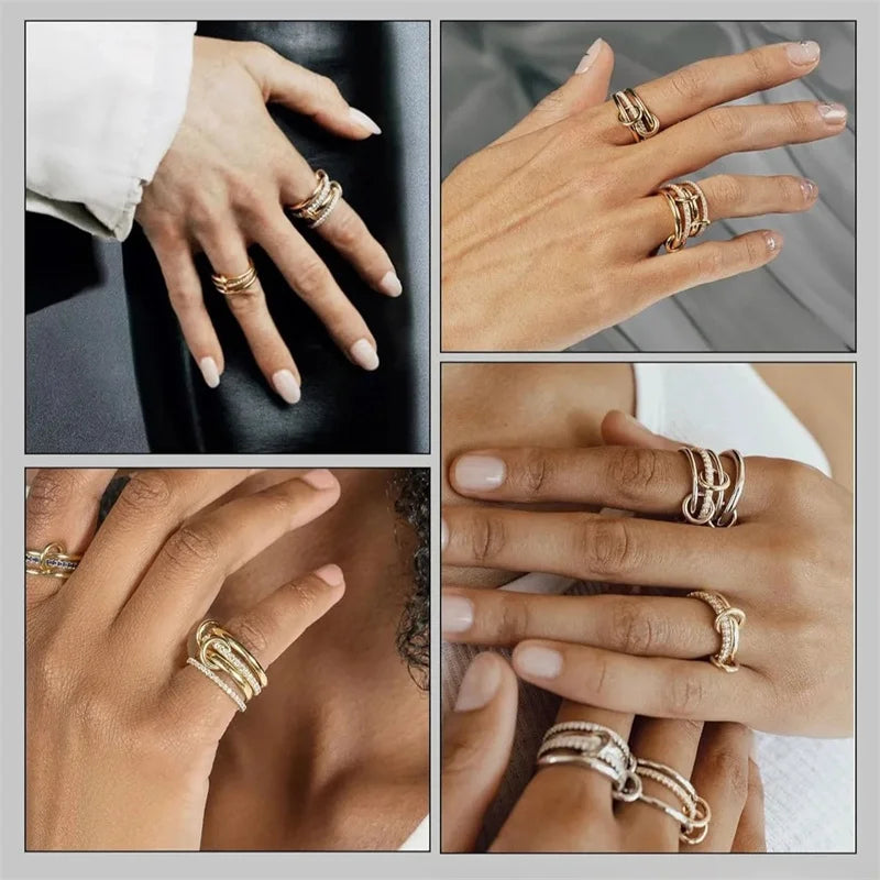 Duo Ligne contemporary mixed-metal ring with gold-tone and silver-tone details