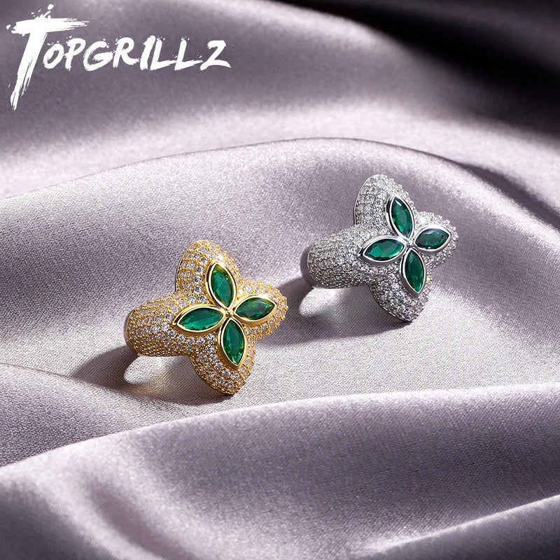 Fleur Clover Cubic Zirconia Ring — alternate view of the four-leaf clover design