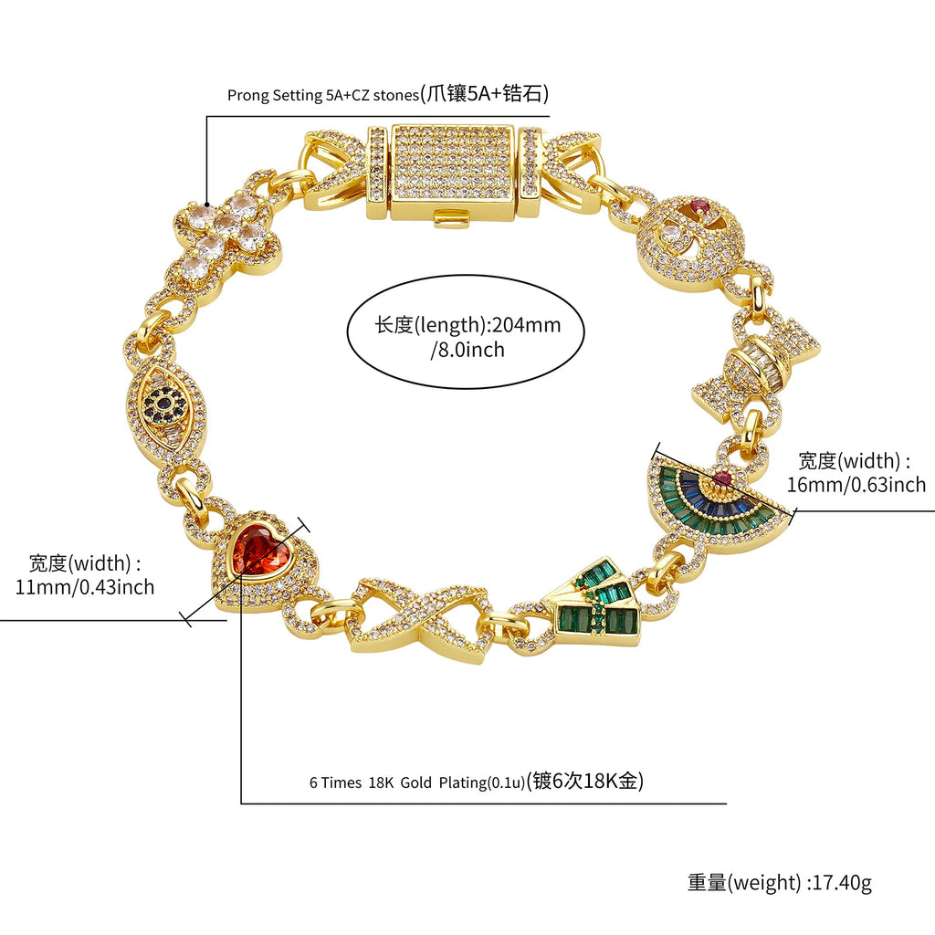 Lumière Cubic Zirconia Charm Link Bracelet — detail view 6