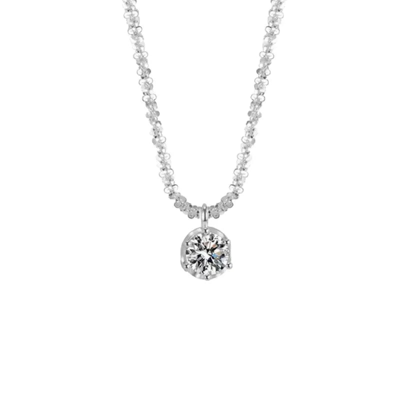 Lumière silver zircon pendant necklace on ivory stone — detail 4