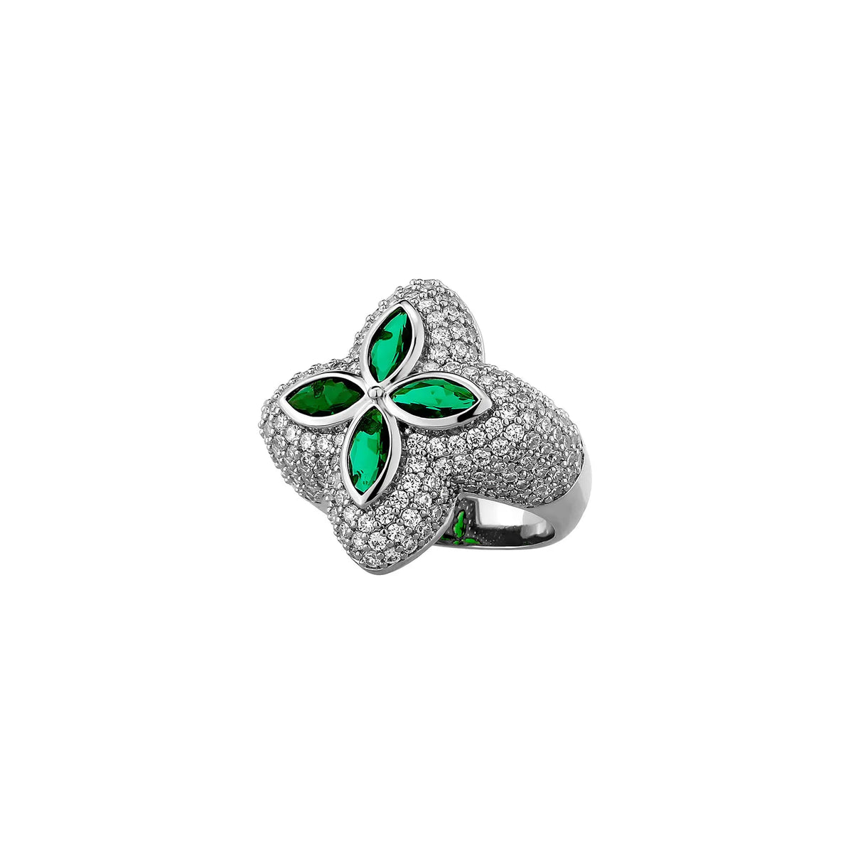 Fleur Clover Cubic Zirconia Ring — detail view 7