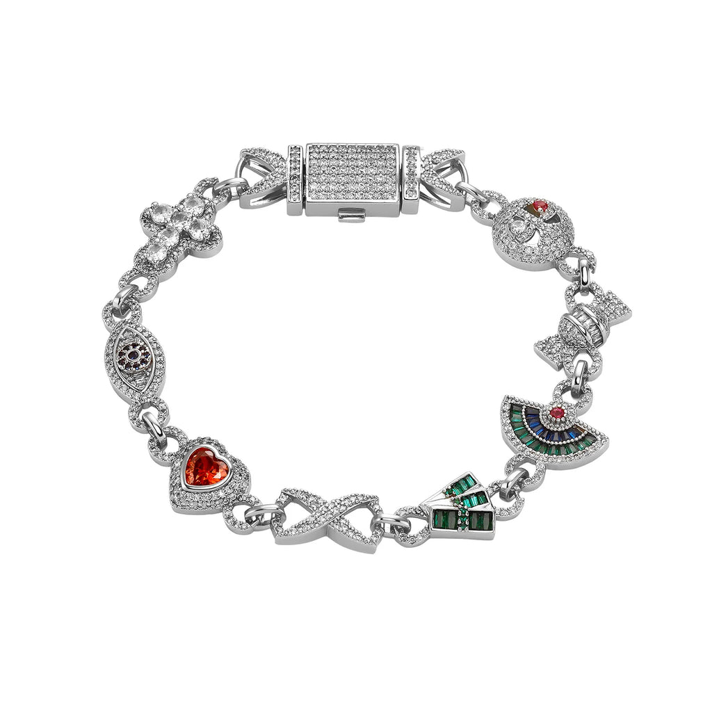 Lumière Cubic Zirconia Charm Link Bracelet — detail view 7