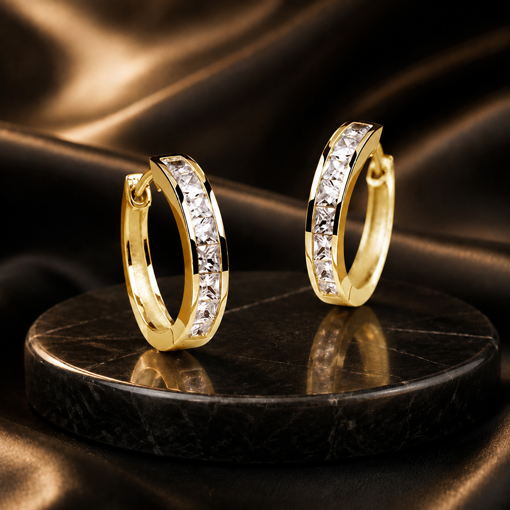 Éclat Princess-Cut Hoop Earrings — refined luxury hero