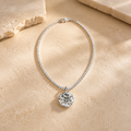 Lumière silver zircon pendant necklace on ivory stone