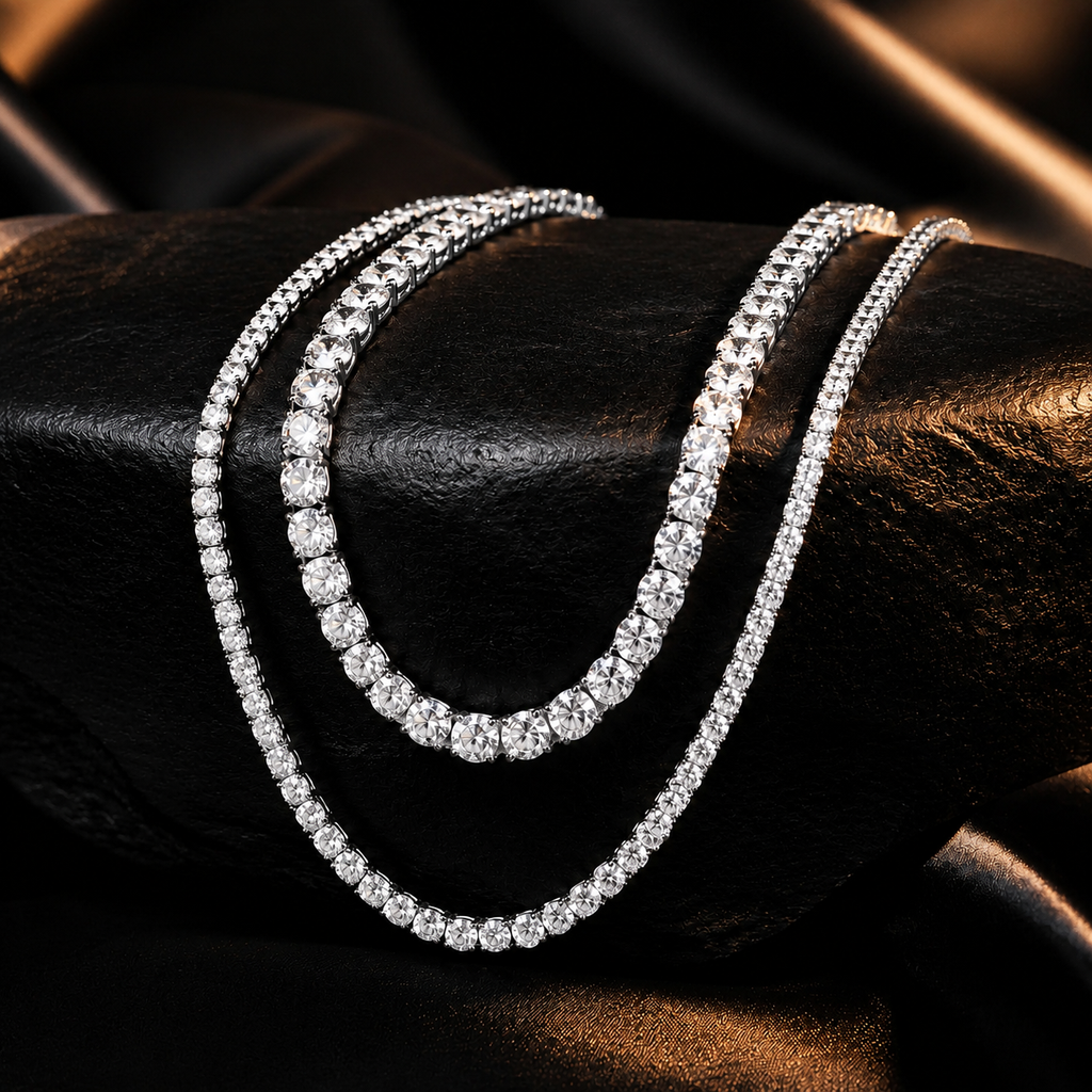 Éclat Noir Moissanite Tennis Chain — refined luxury hero